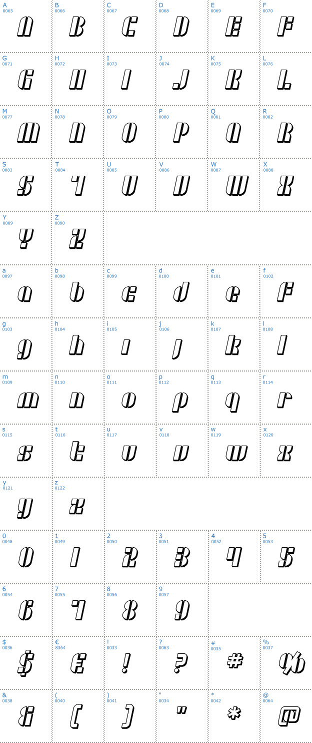 Schriftzeichen SF Retrosplice Shaded Font