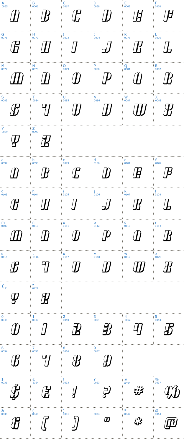 Schriftzeichen SF RetroSplice SC Shaded Font