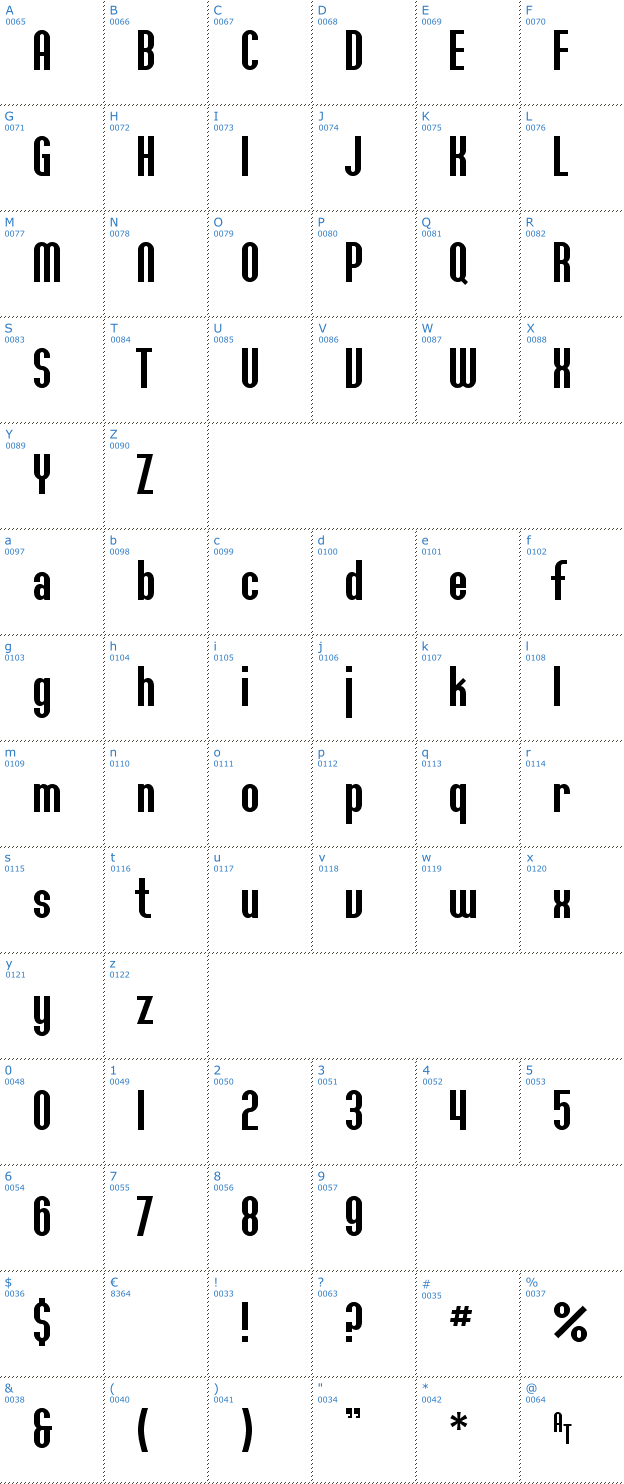 Schriftzeichen SF Willamette Font