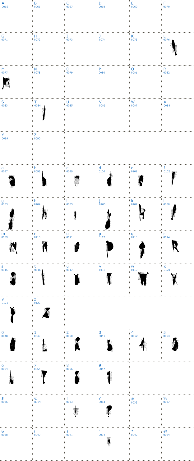 Schriftzeichen Moskito Screen Font
