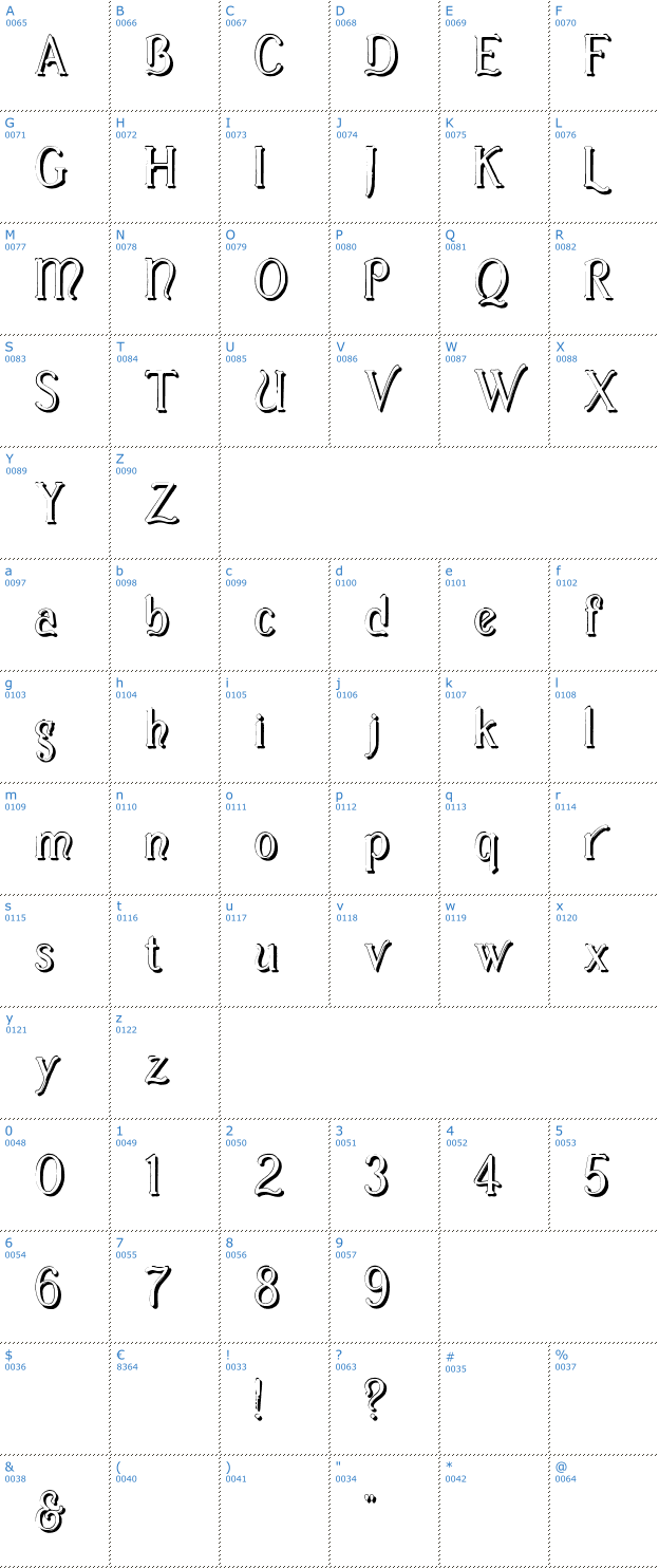 Schriftzeichen Casua Shadowed Font