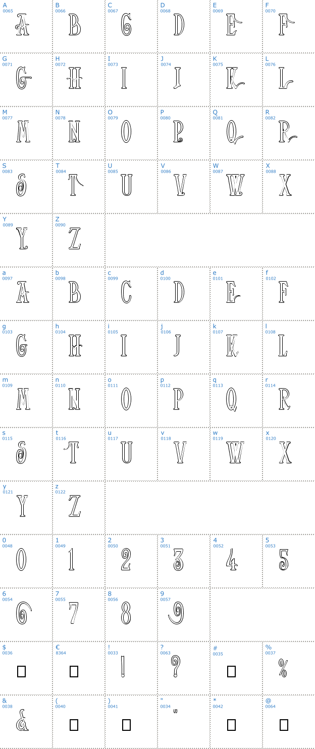 Schriftzeichen Helena Outline Font
