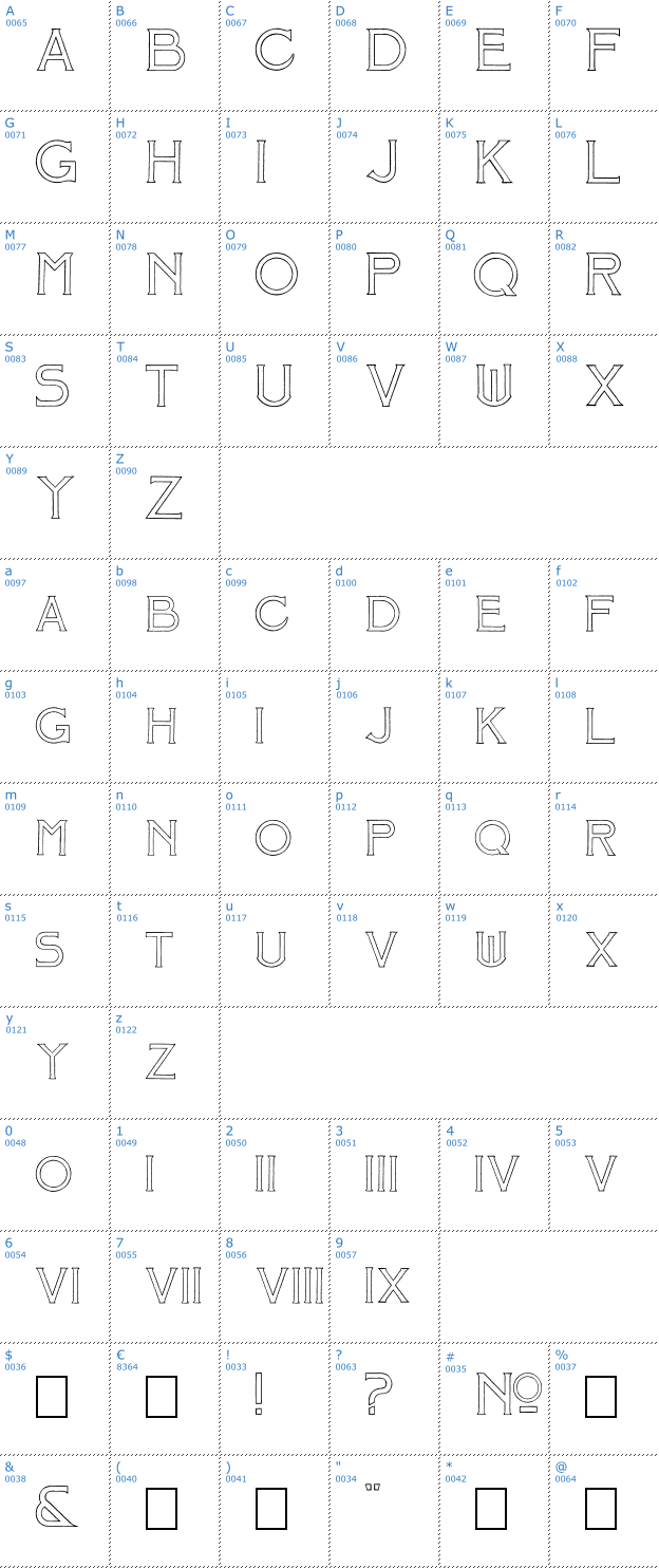 Schriftzeichen Mosaic Outline Font