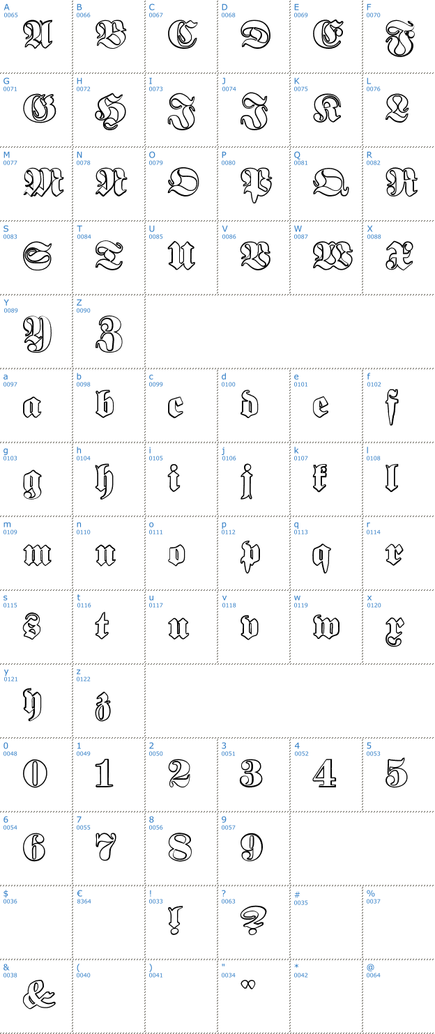 Schriftzeichen Proclamate Outline Font