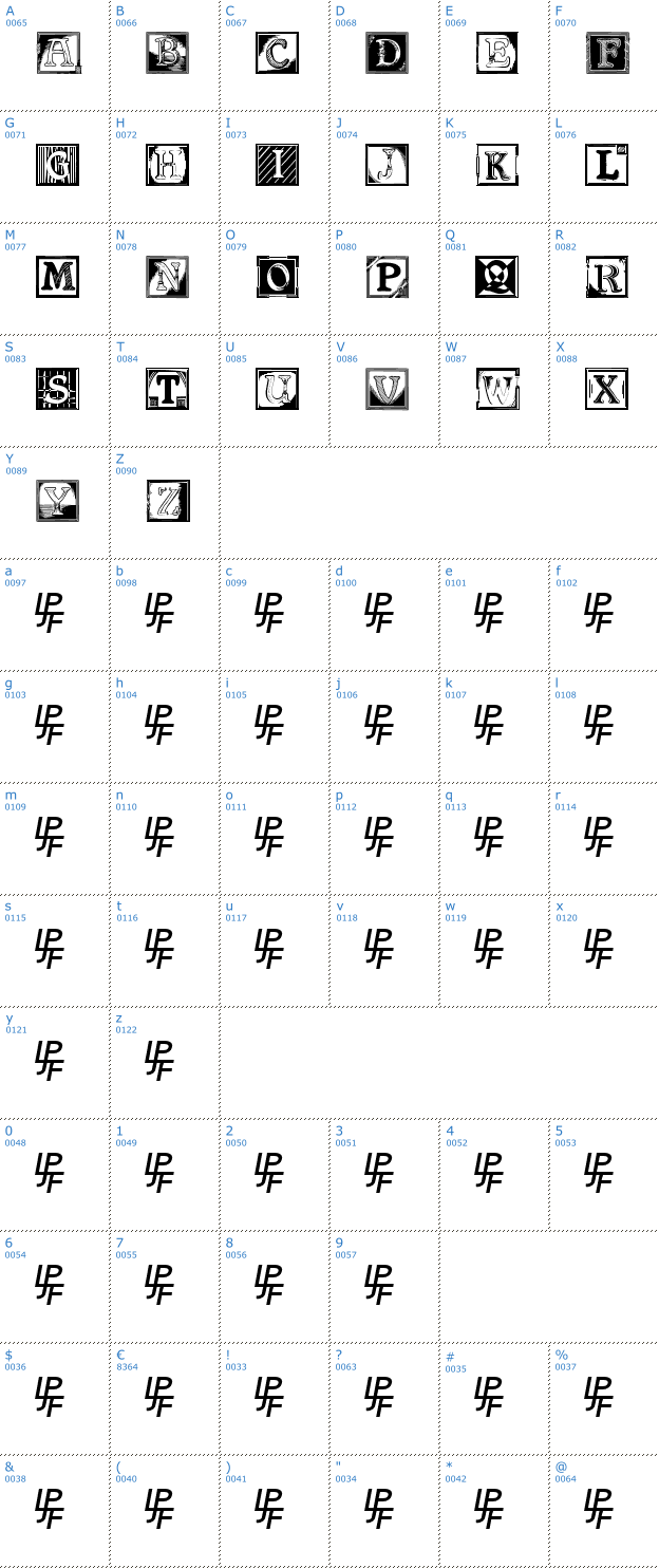 Schriftzeichen Shrewsbury Initials Font