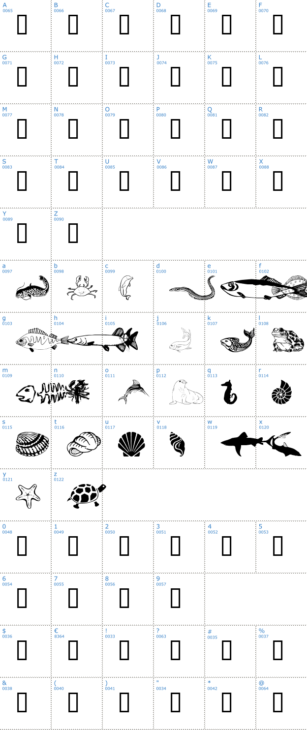 Schriftzeichen WM Aquatic 1 Font