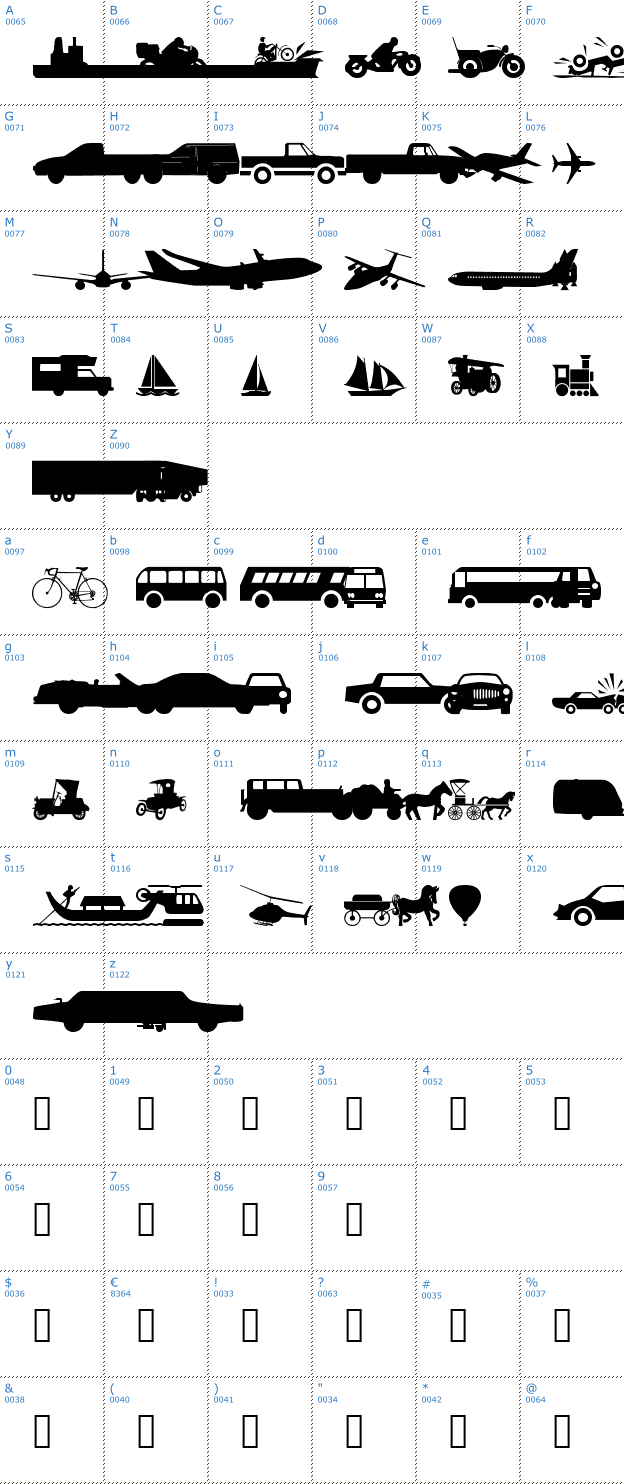 Schriftzeichen WM Transport 1 Font