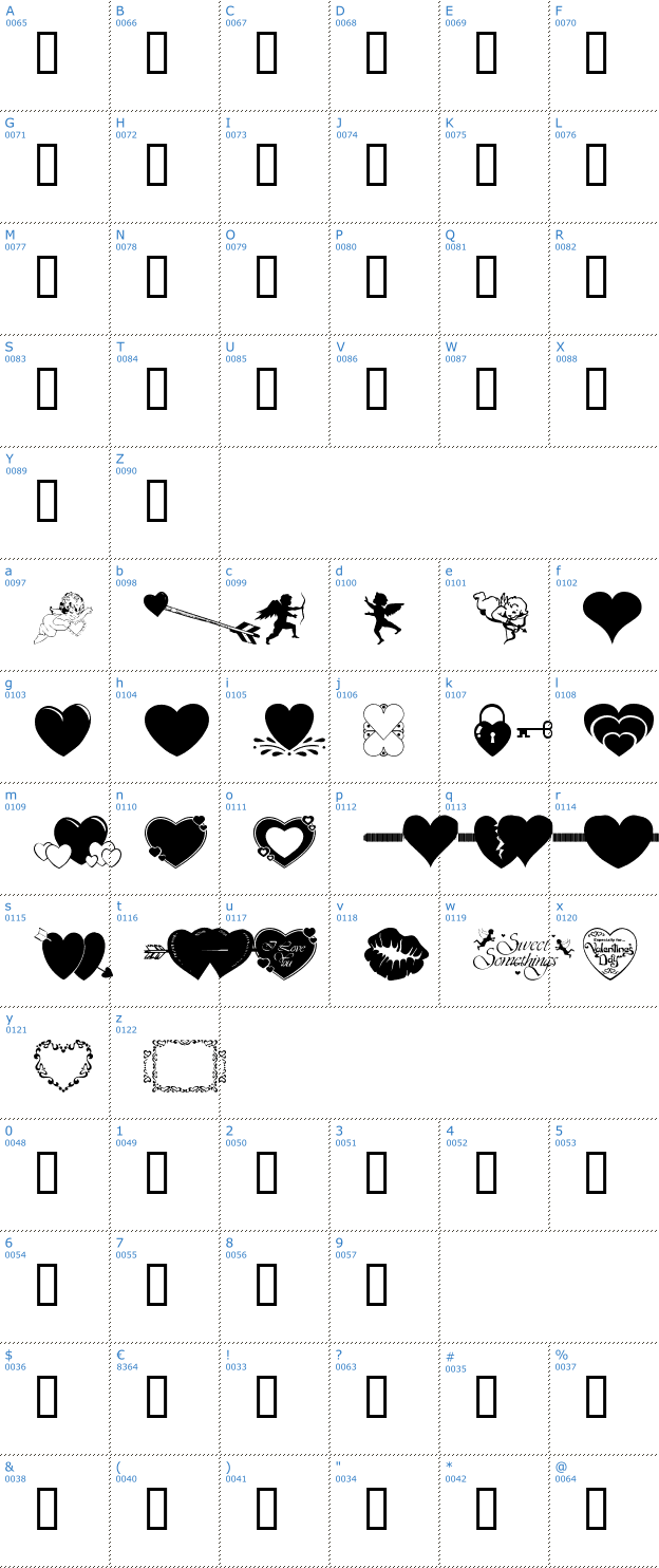 Schriftzeichen WM Valentine Font