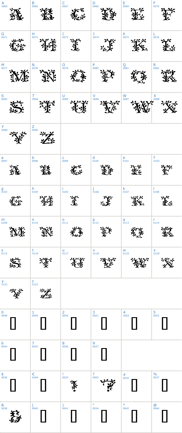 Schriftzeichen Tenderleaf Font