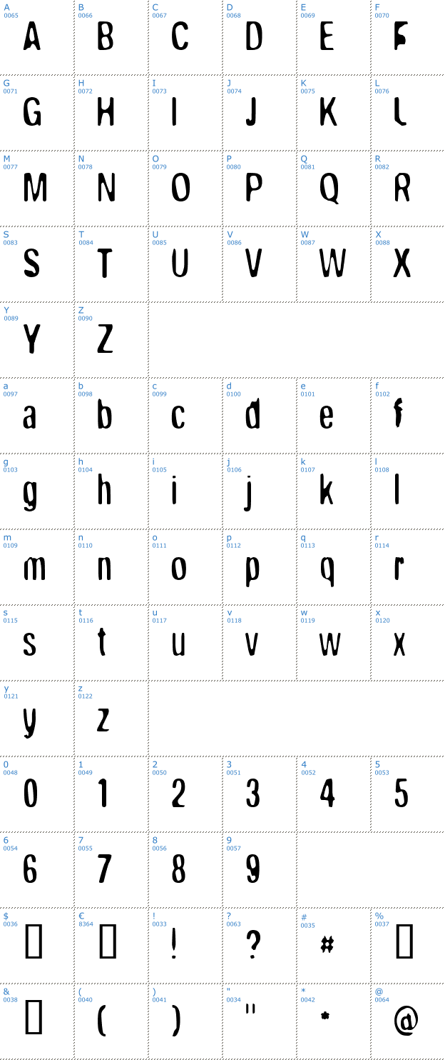 Schriftzeichen Broken Wing Font