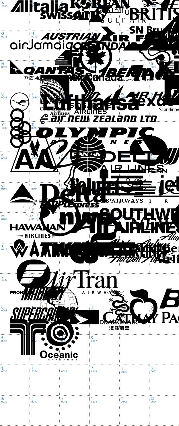 Schriftzeichen Airline Logos Past Font