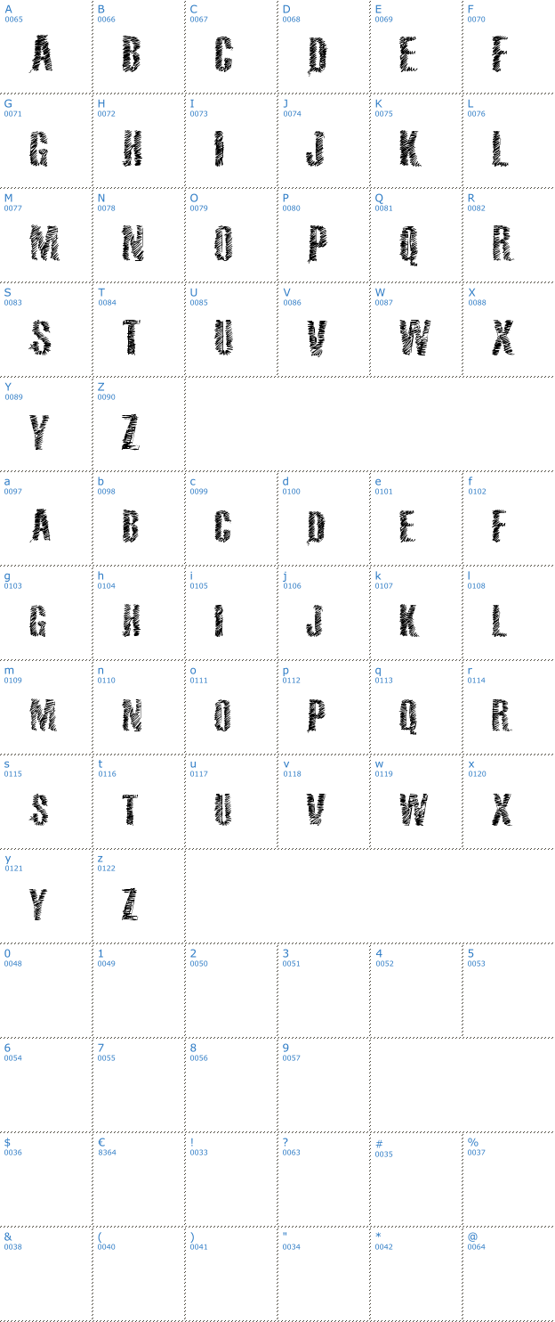 Schriftzeichen VTKS 36 Font