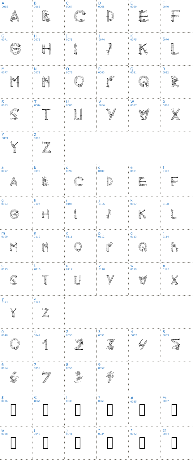 Schriftzeichen Alpha Music Man Font