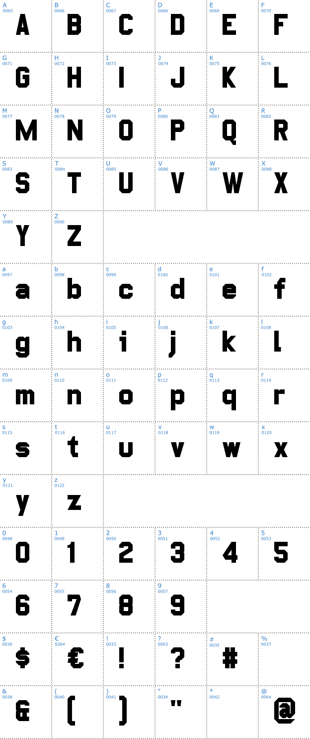 Schriftzeichen Pop Warner Font