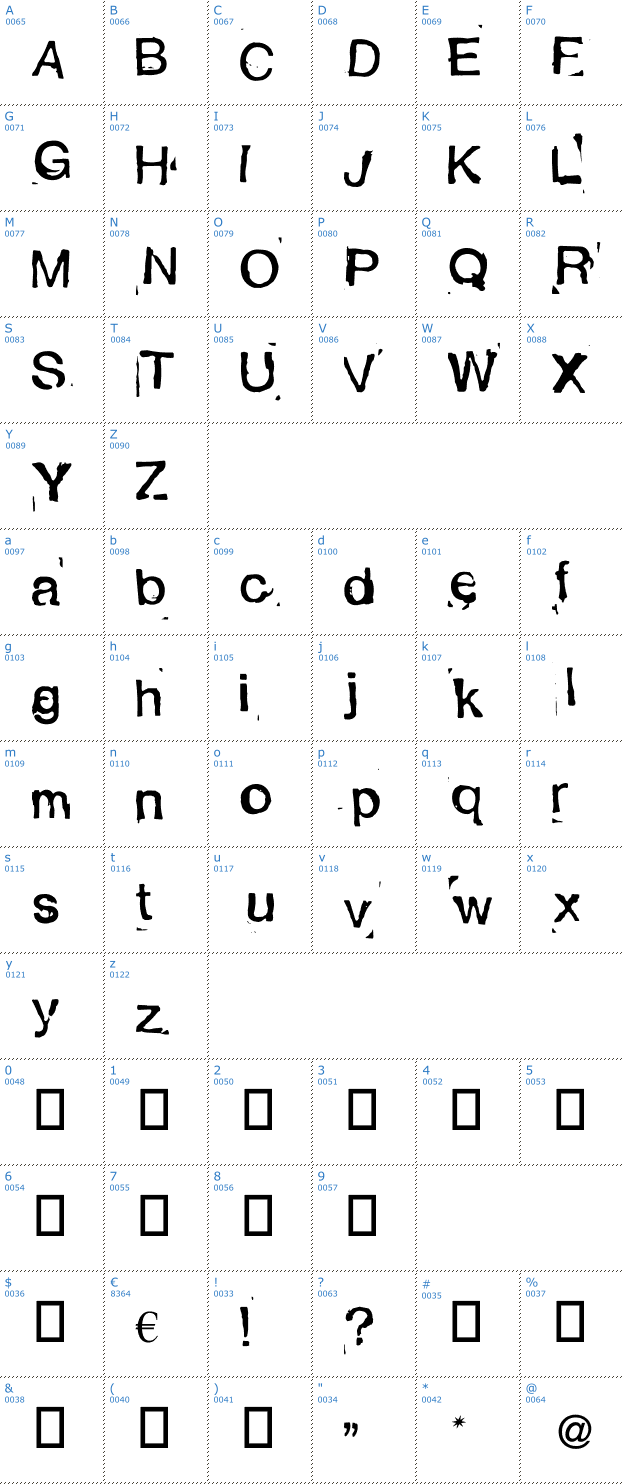 Schriftzeichen Alexandras Stempelkasten Font