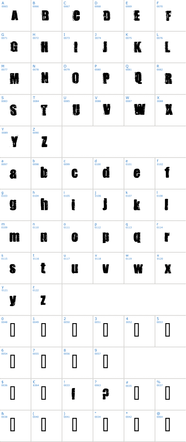 Schriftzeichen Stank Font