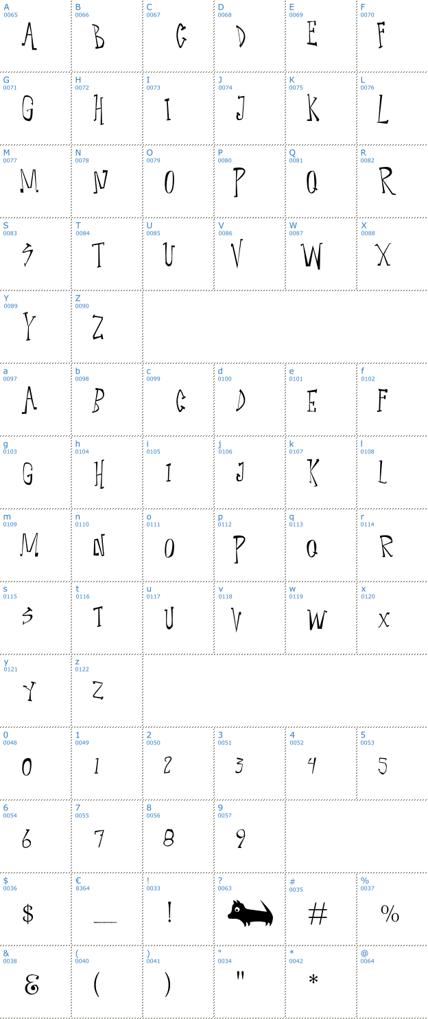 Schriftzeichen Narcoleptic Dance Font