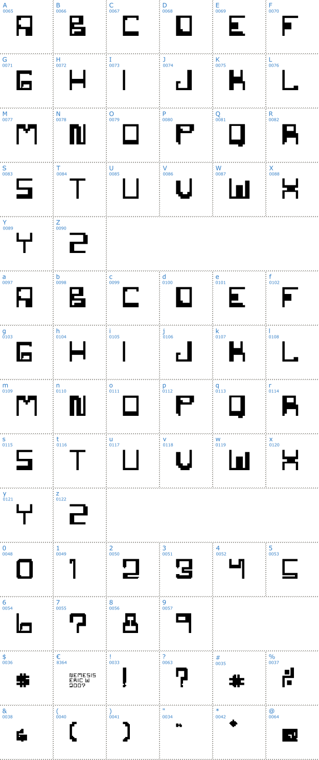 Schriftzeichen Nemesis Erc 2007 Font