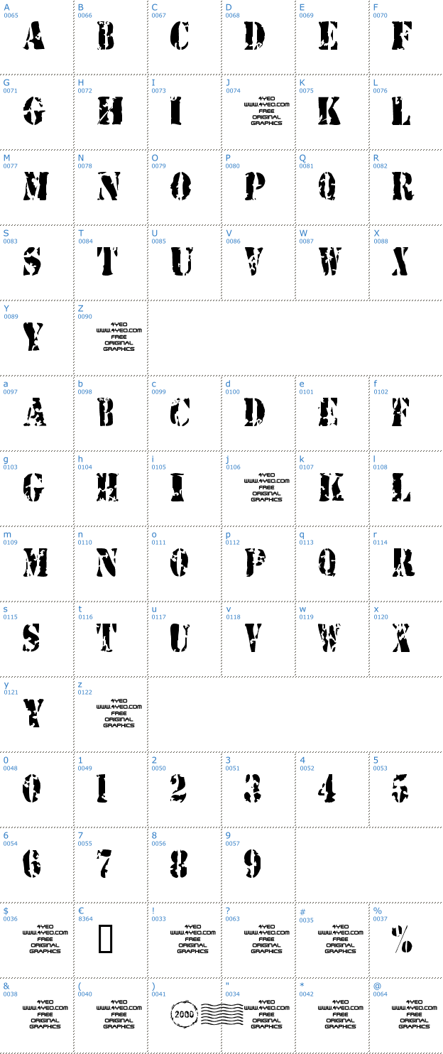 Schriftzeichen 4YEOstamp Font