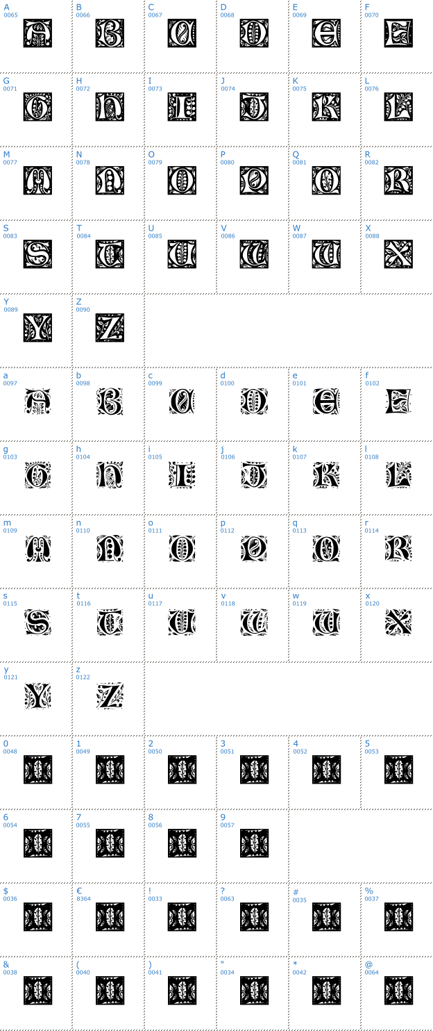 Schriftzeichen Gothic Leaf Font