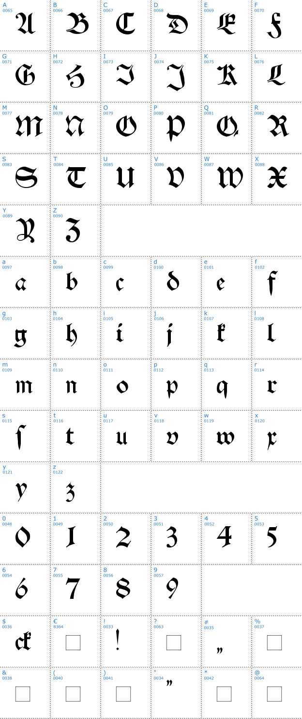 Schriftzeichen Schwaben Alt Font