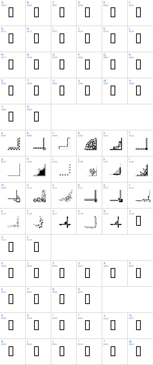 Schriftzeichen Border Corners 2 Font