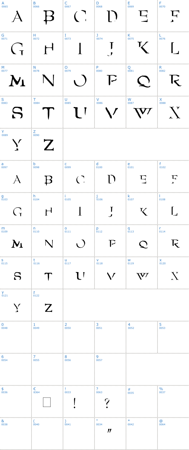 Schriftzeichen Angel Font