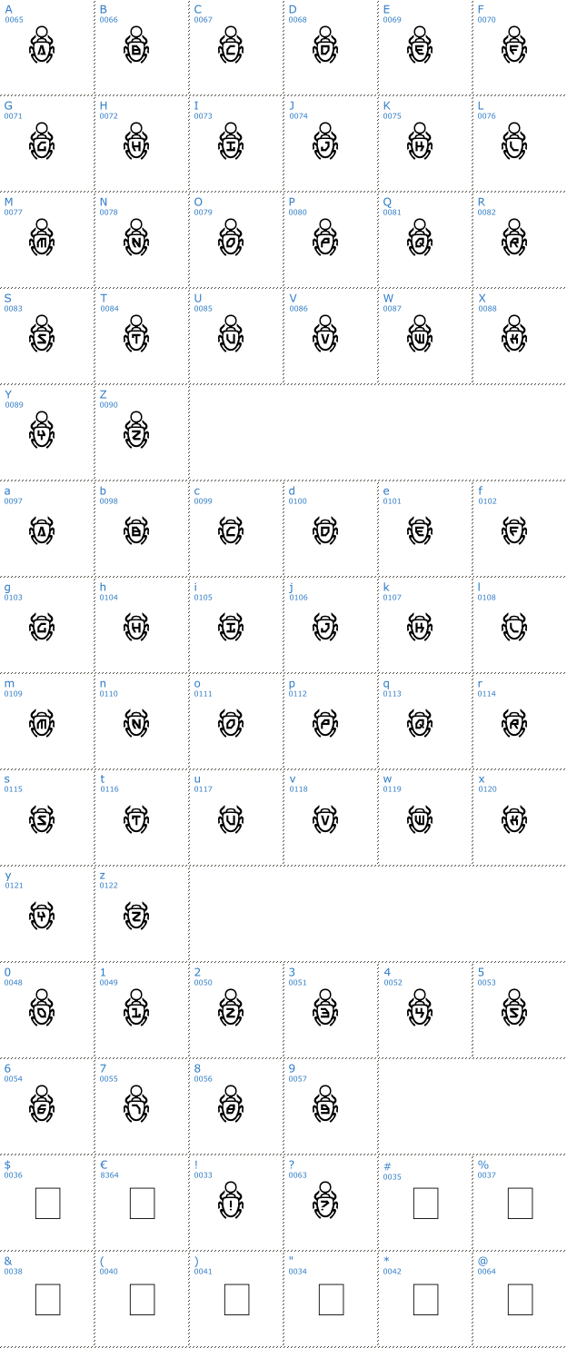 Schriftzeichen Scarab Font