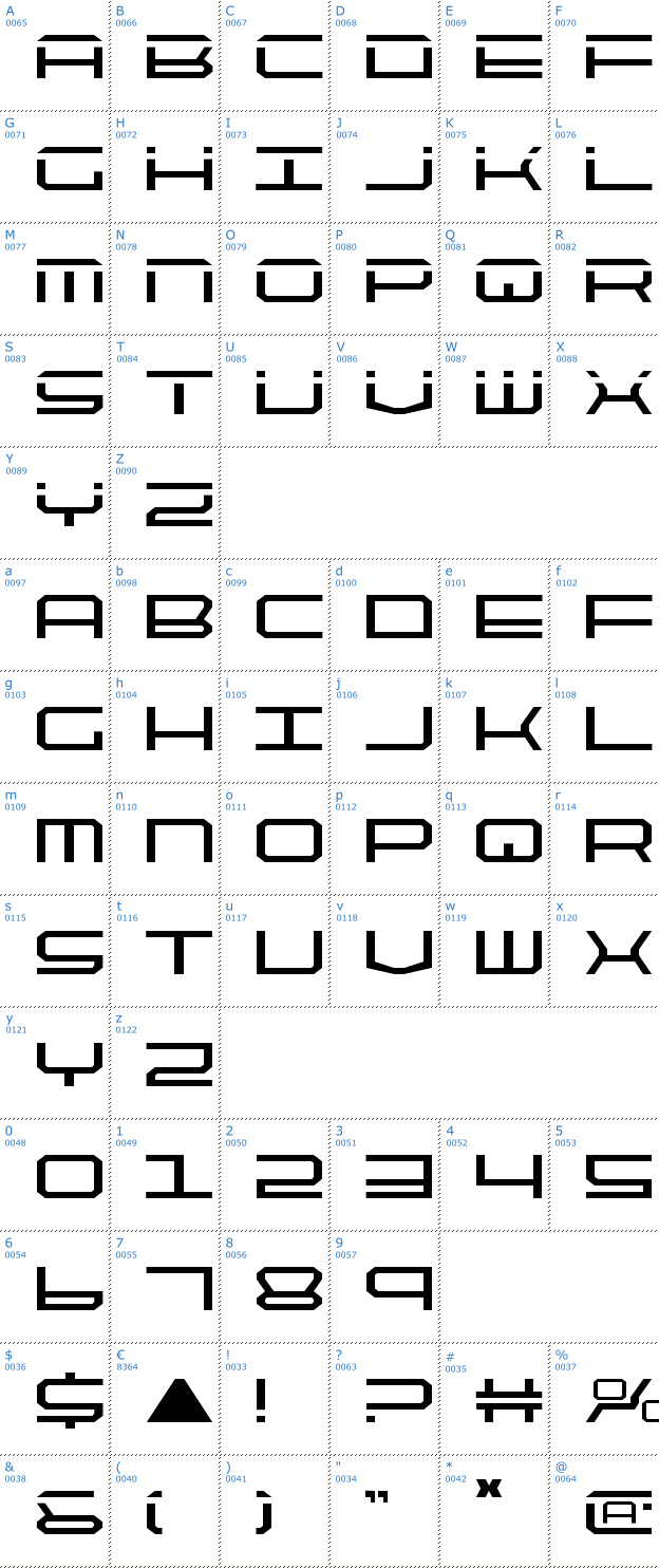 Schriftzeichen QuickTech Font