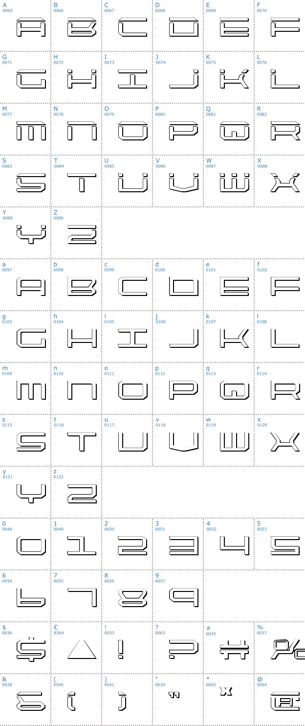 Schriftzeichen QuickTech Shadow Font