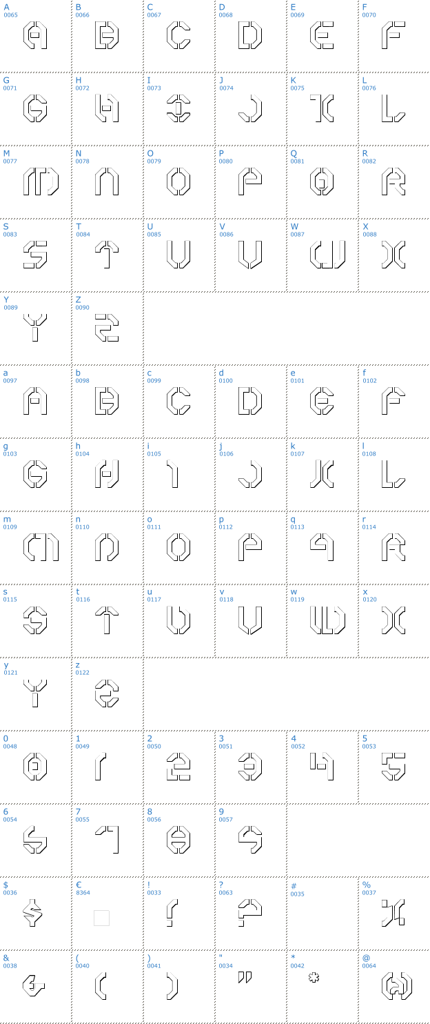 Schriftzeichen Year 3000 Outline Font