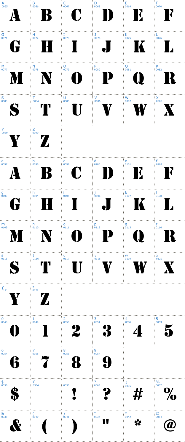 Schriftzeichen Army Font