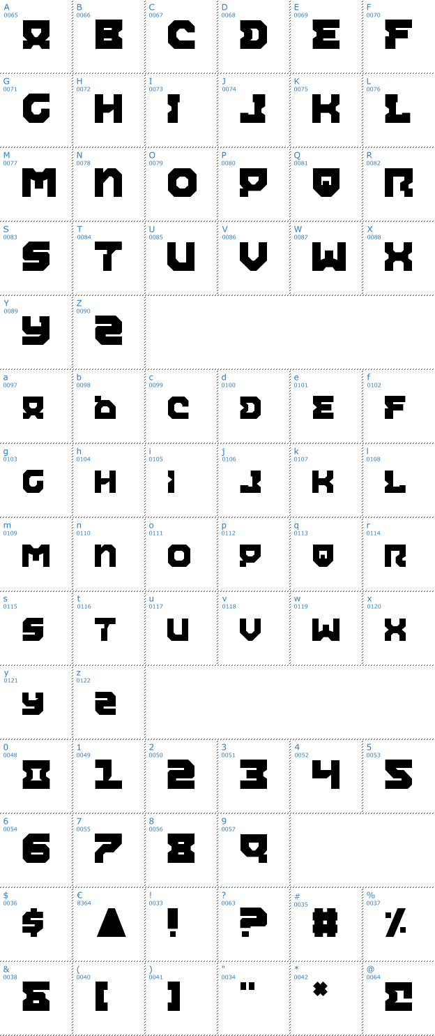 Schriftzeichen Airacobra Font