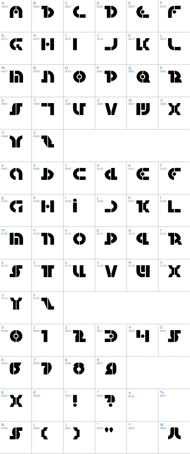 Schriftzeichen Questlok Font