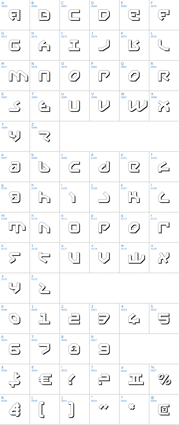Schriftzeichen Yahren Shadow Font