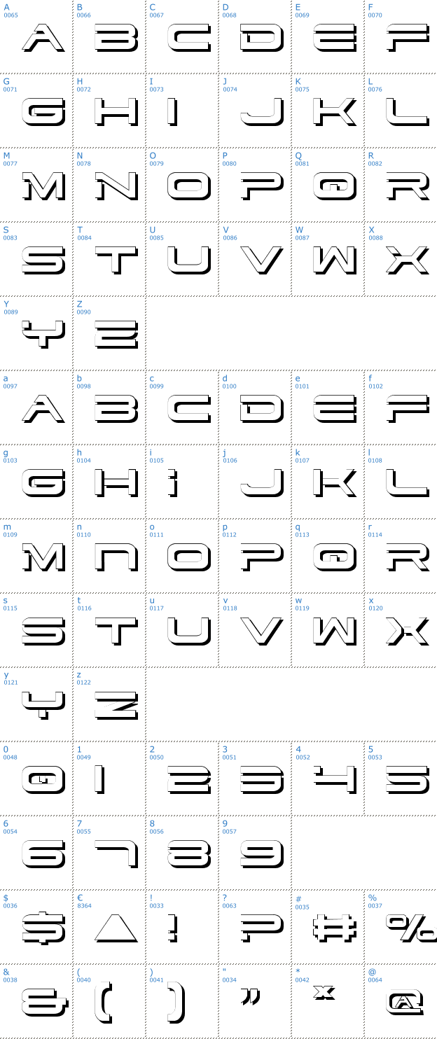 Schriftzeichen Dodger Shadow Font