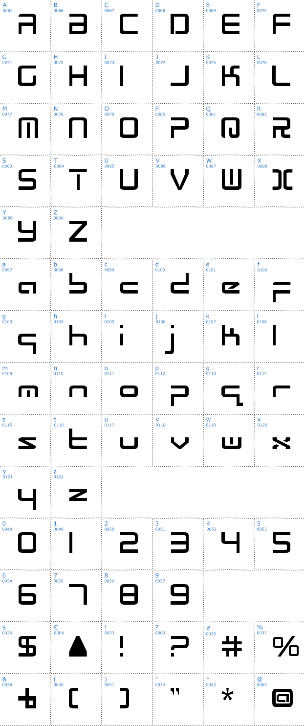 Schriftzeichen Radio Space Font