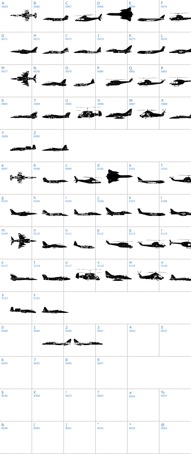 Schriftzeichen Air Force Font