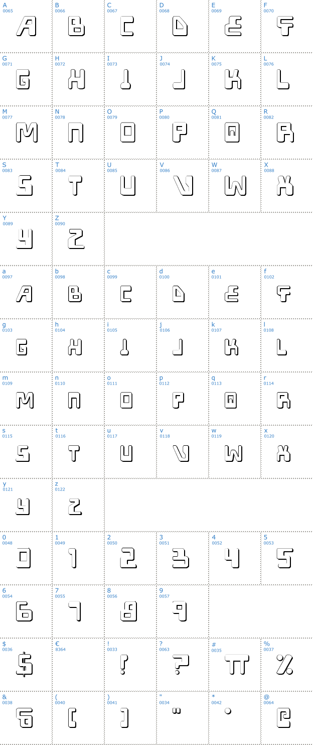 Schriftzeichen Xped Shadow Font