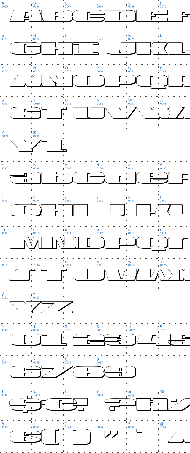 Schriftzeichen USA Shadow Font