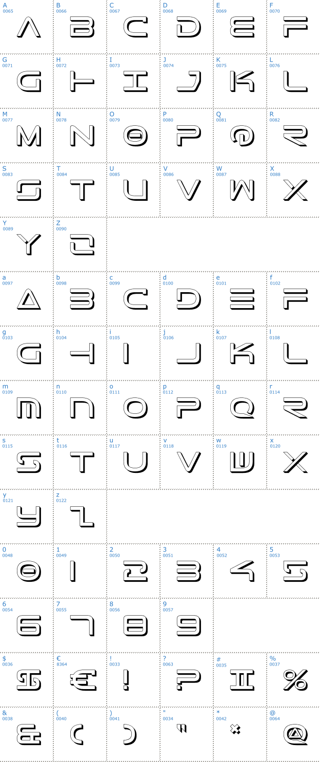 Schriftzeichen Tele-Marines Shadow Font