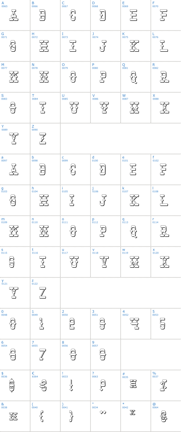 Schriftzeichen Tombstone Shadow Font