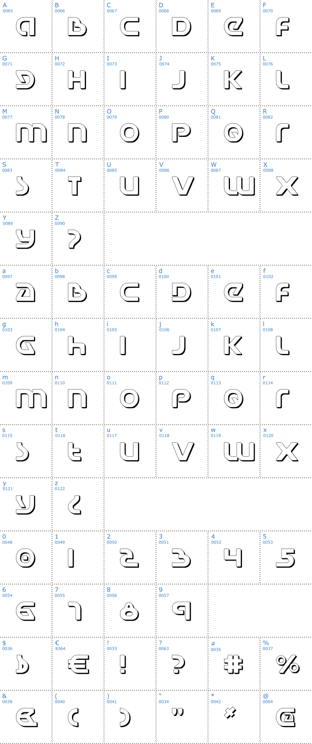 Schriftzeichen Universal Jack Shadow Font