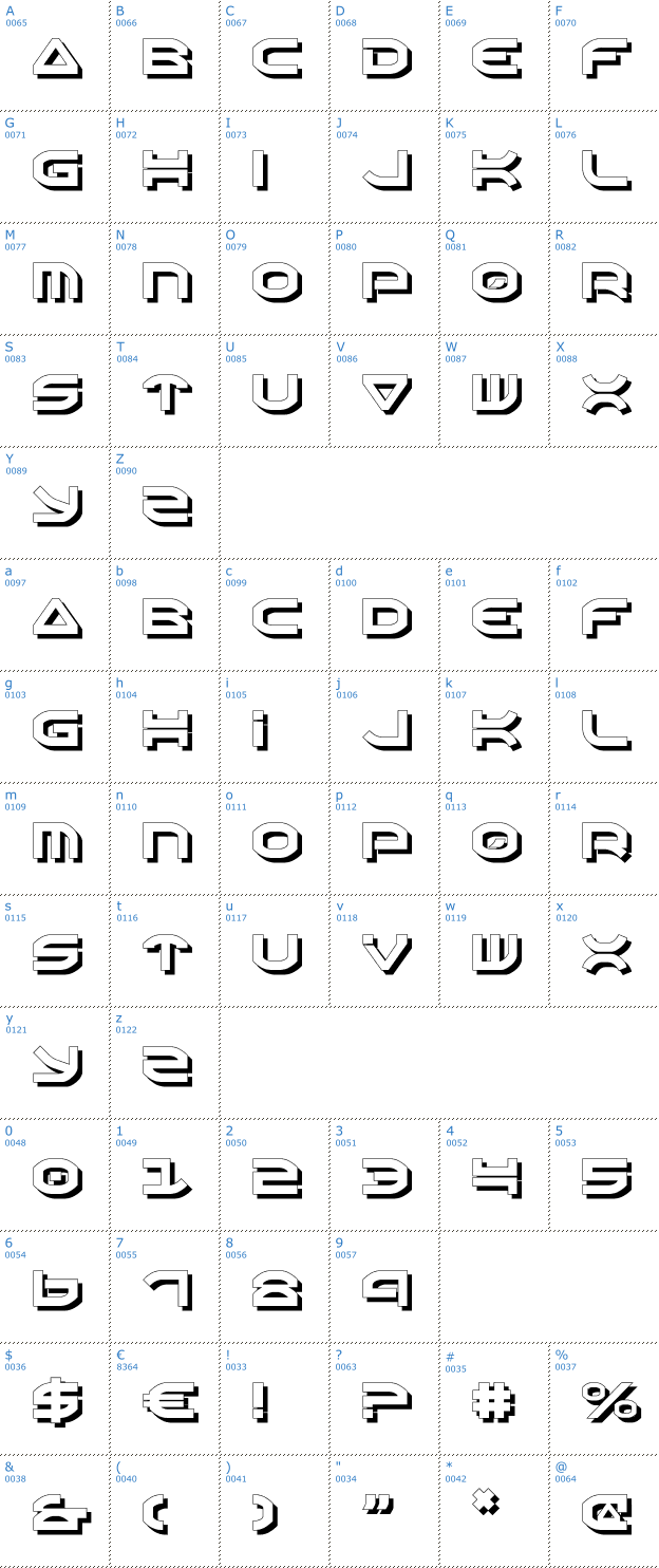 Schriftzeichen Oberon Shadow Font