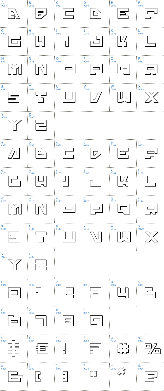 Schriftzeichen Trajia Shadow Font