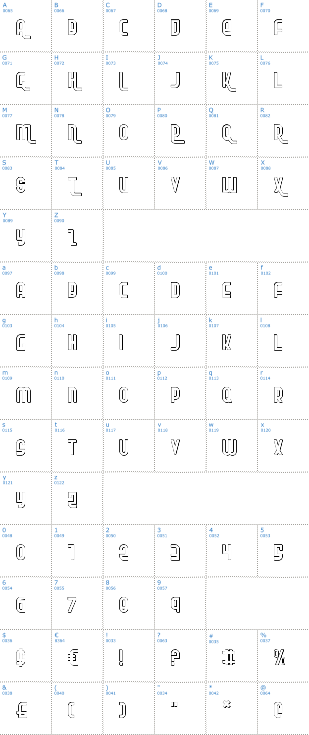 Schriftzeichen Ro'Ki'Kier Shadow Font