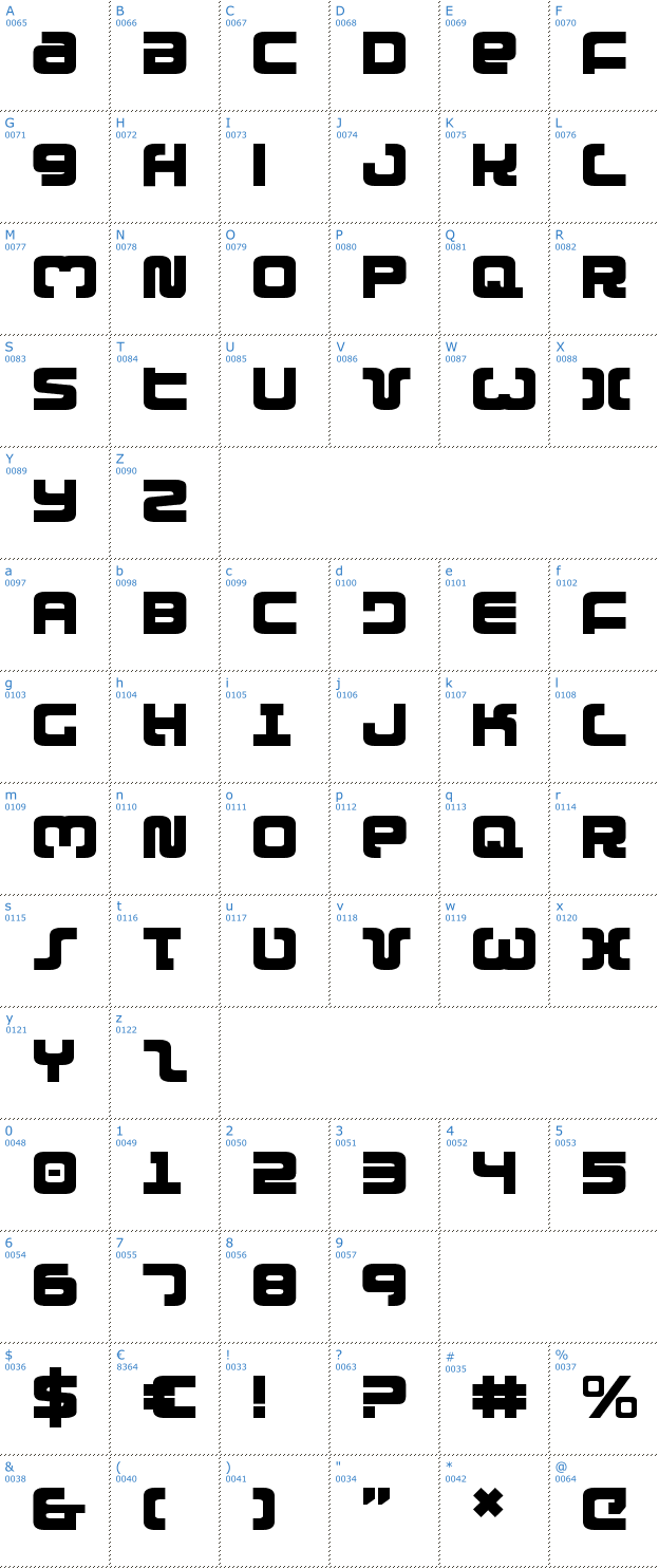 Schriftzeichen Exedore Font