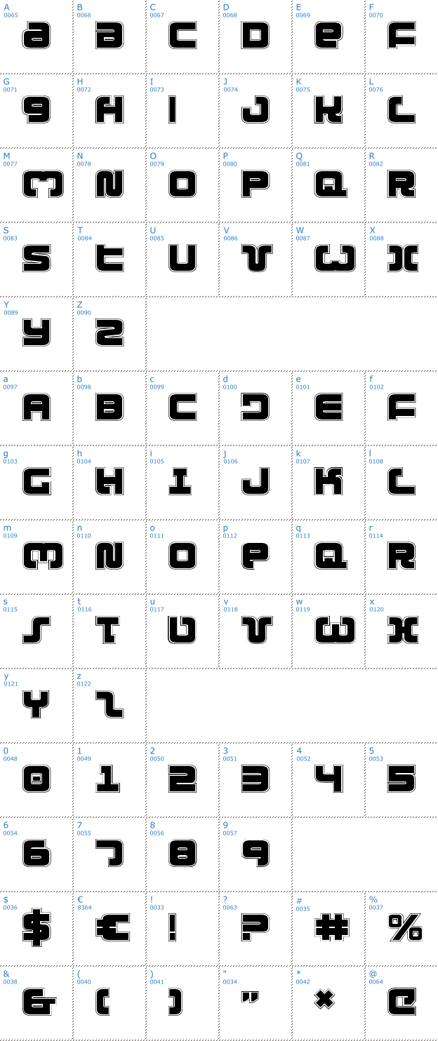 Schriftzeichen Exedore College Font