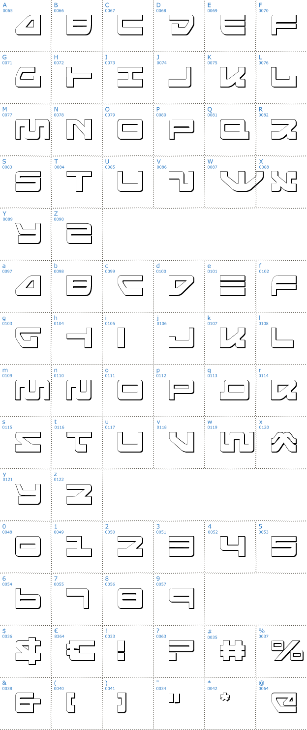 Schriftzeichen Searider Falcon 3D Font