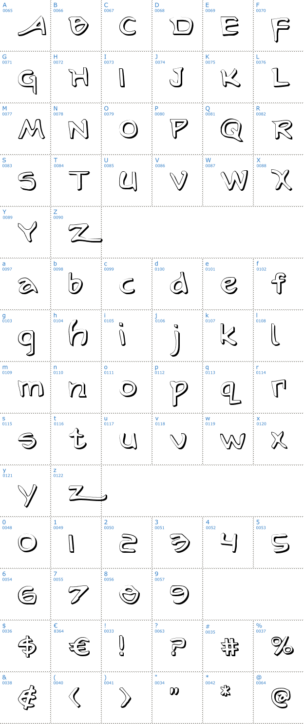 Schriftzeichen Arilon Shadow Font